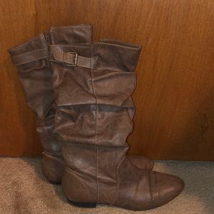 Tall Brown Boots with Side Buckle